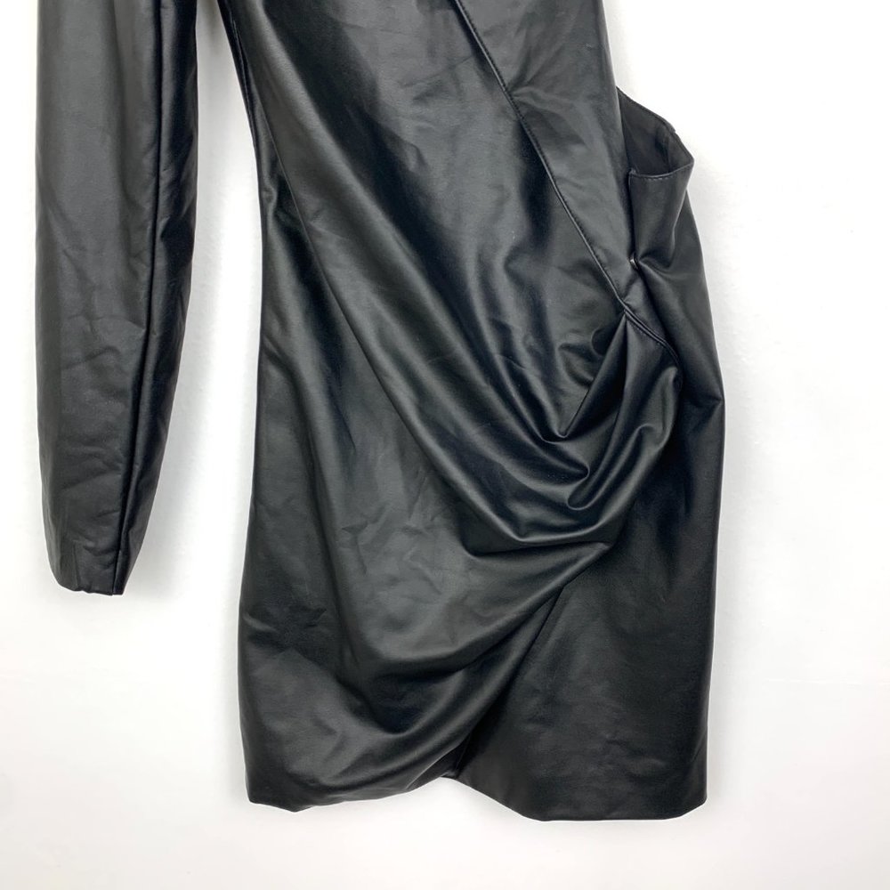 NWT Ronny Kobo X REVOLVE Sabrina Cut Out Blazer Mini Dress Leather Black - Picture 9 of 12